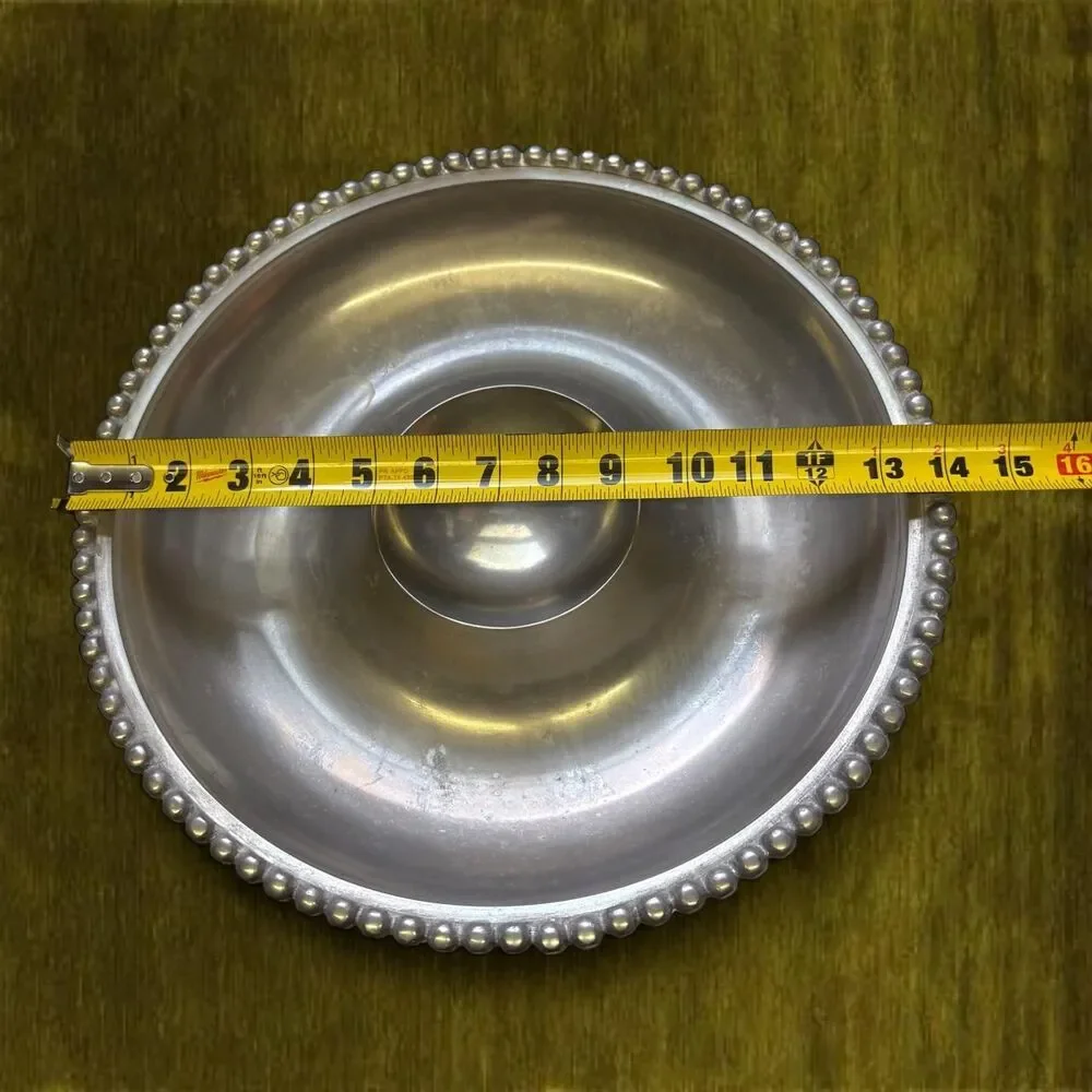 Boho Cottage Farmhouse Silver Colored Serving Chip and Dip Bowl